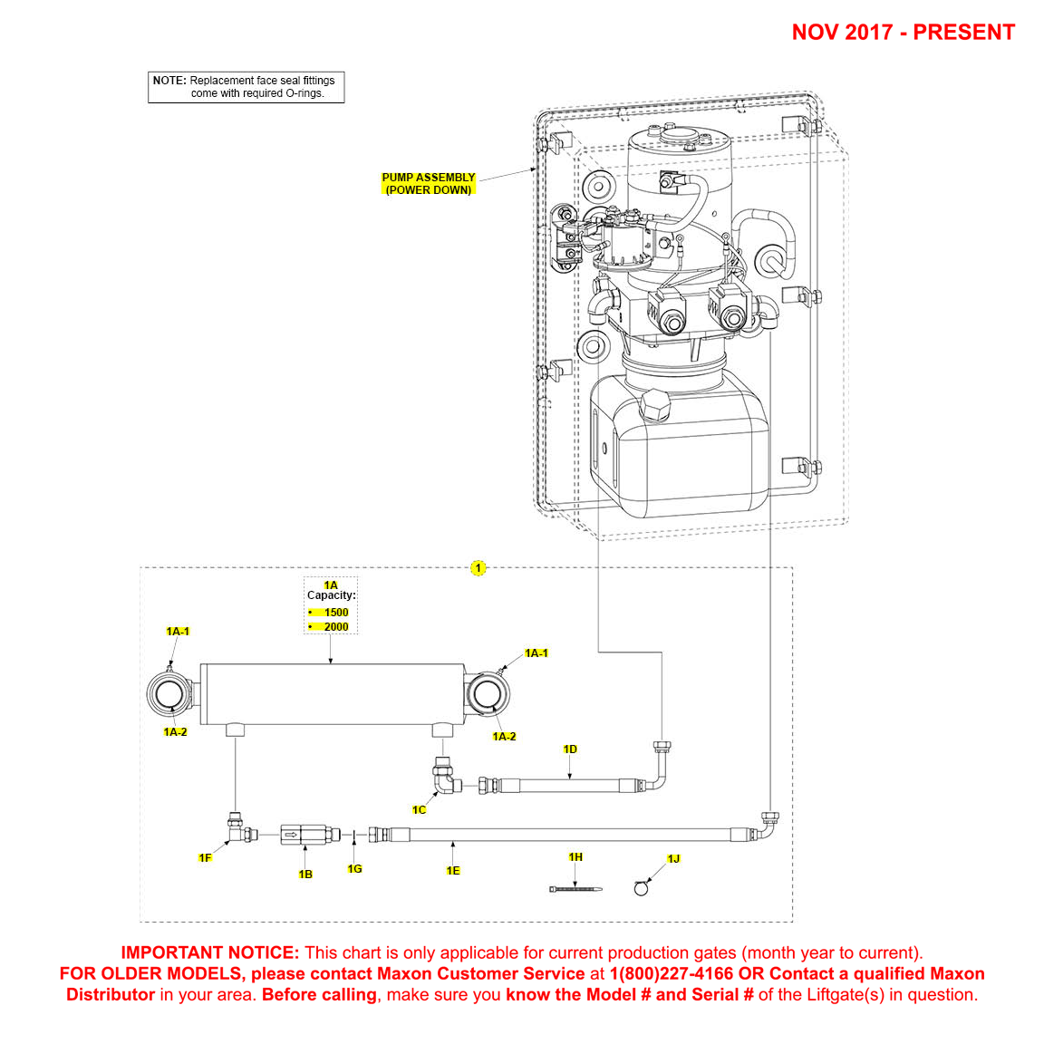 Maxon TE-15 And TE-20 (Nov 2017 - Present) Power Down Hydraulic System Diagram