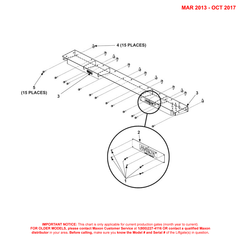 Maxon TE-20 (Mar 2013 - Oct 2017) Galvanized Bolt-On Extension Plate Assembly Diagram