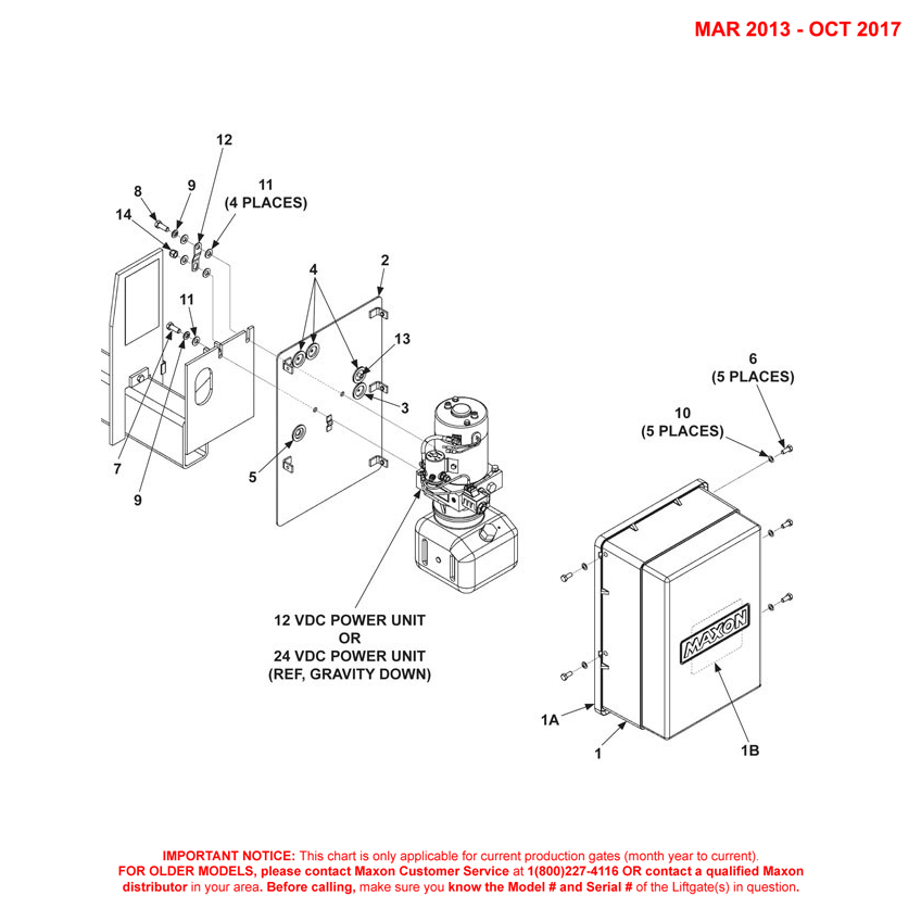 Maxon TE-20 (Mar 2013 - Oct 2017) Gravity Down Pump Cover And Mounting Plate Assembly Diagram