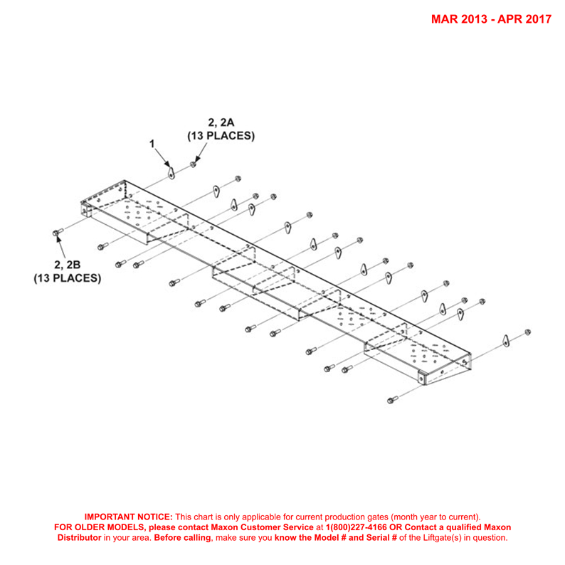Maxon TE-25 (Mar 2013 - Apr 2017) Galvanized Bolt-On Extension Plate Assembly Diagram