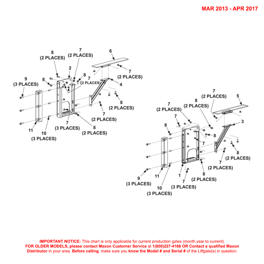 Maxon TE-25 (Mar 2013 - Apr 2017) Galvanized Bolt-On Single Step Assembly Diagram