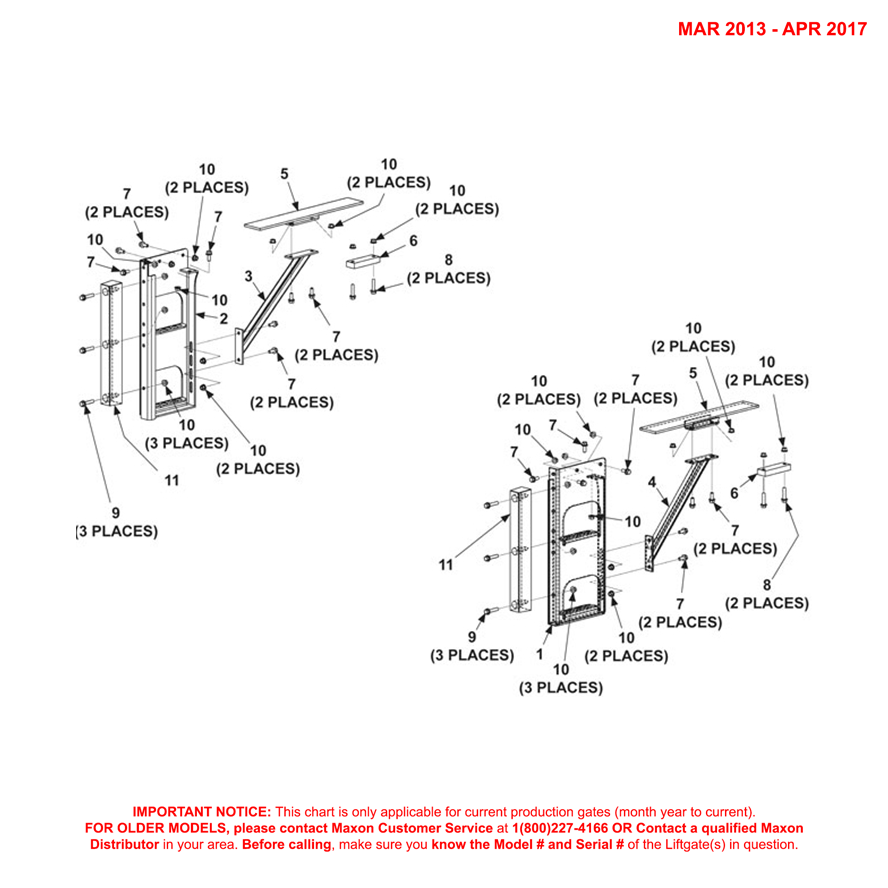 Maxon TE-25 (Mar 2013 - Apr 2017) Galvanized Painted Bolt-On Dual Step Assembly Diagram