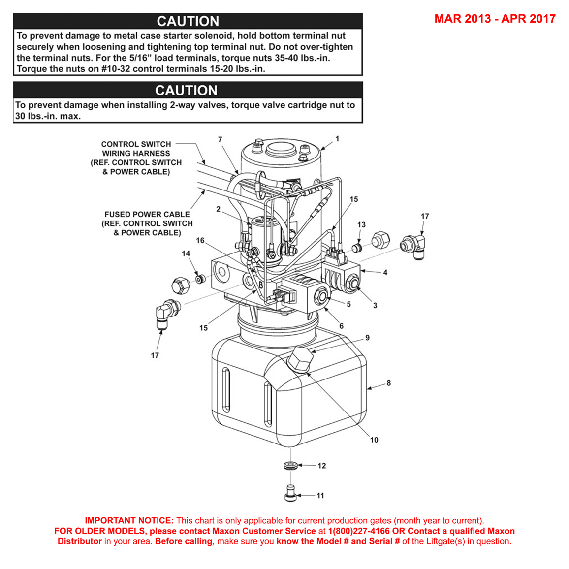 Maxon TE-25 (Mar 2013 - Apr 2017) Power Down 12VDC Power Unit Diagram