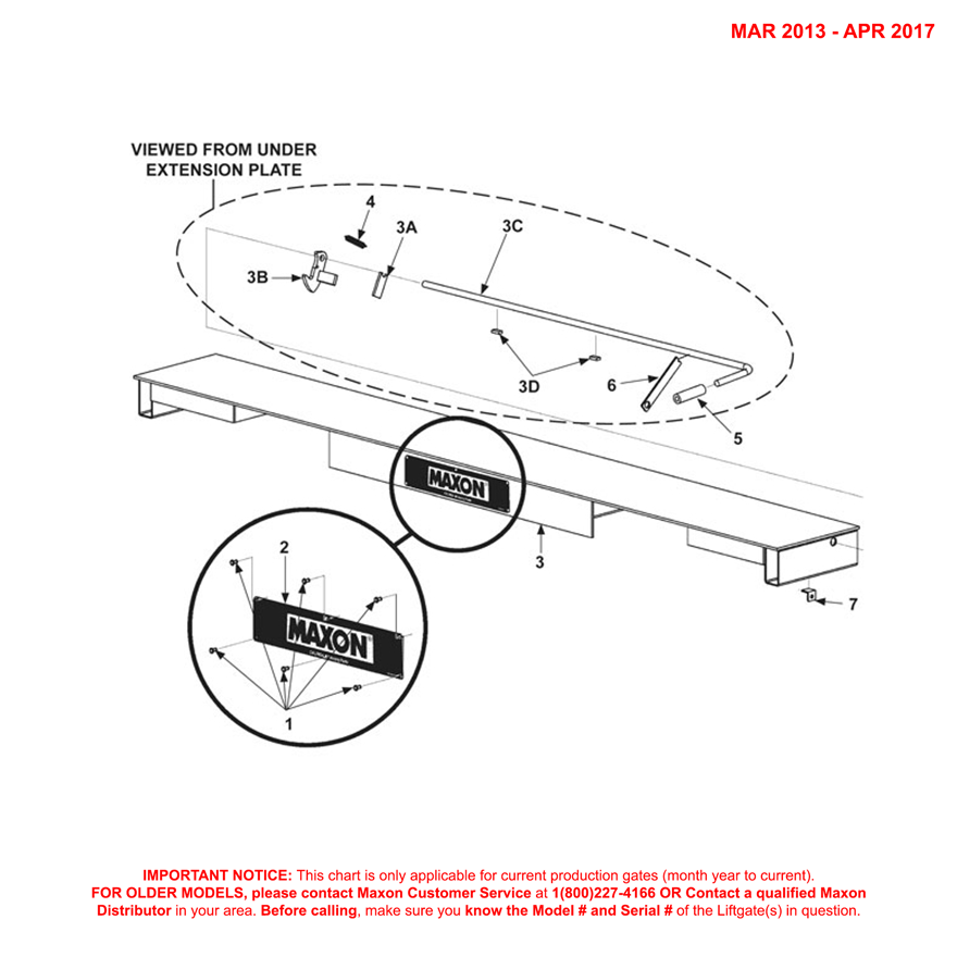 Maxon TE-25 (Mar 2013 - Apr 2017) Painted Weld-On Extension Plate Assembly Diagram