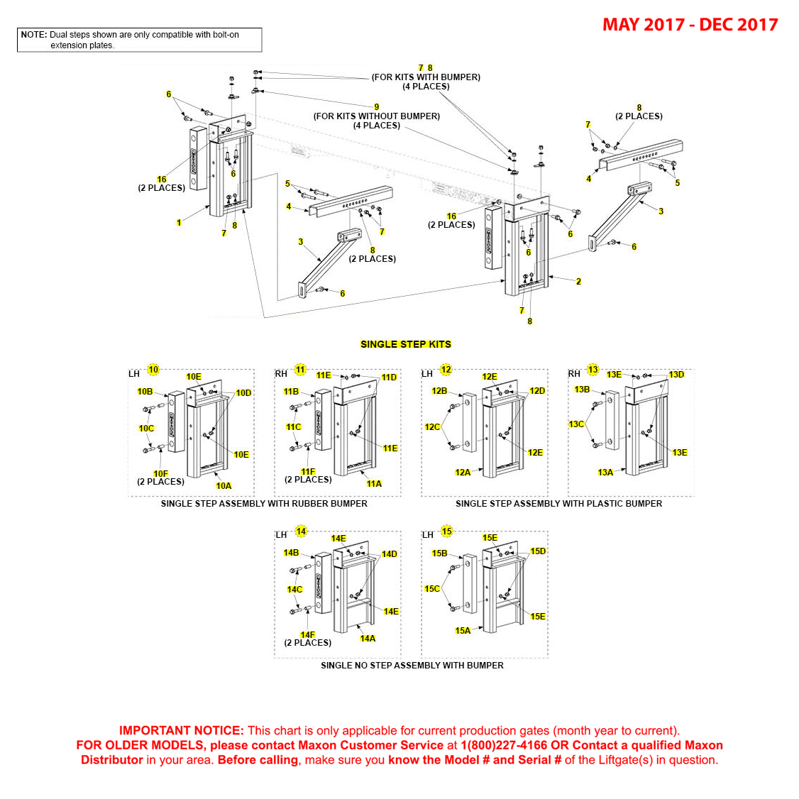 Maxon TE-25 And TE-30 (May 2017 - Dec 2017) Single Step Kit Diagram