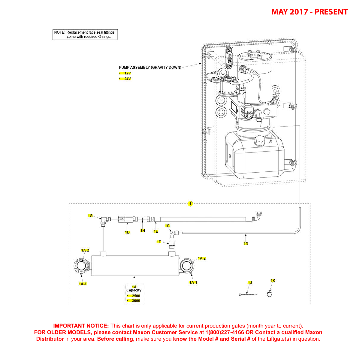 Maxon TE-25 And TE-30 (May 2017 - Present) Gravity Down Hydraulic System Diagram