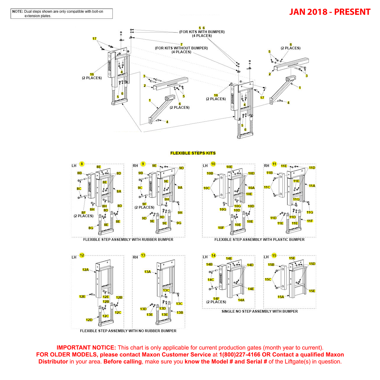 Maxon TE-25DC (Jan 2018 - Present) Flexible Step Kits Diagram