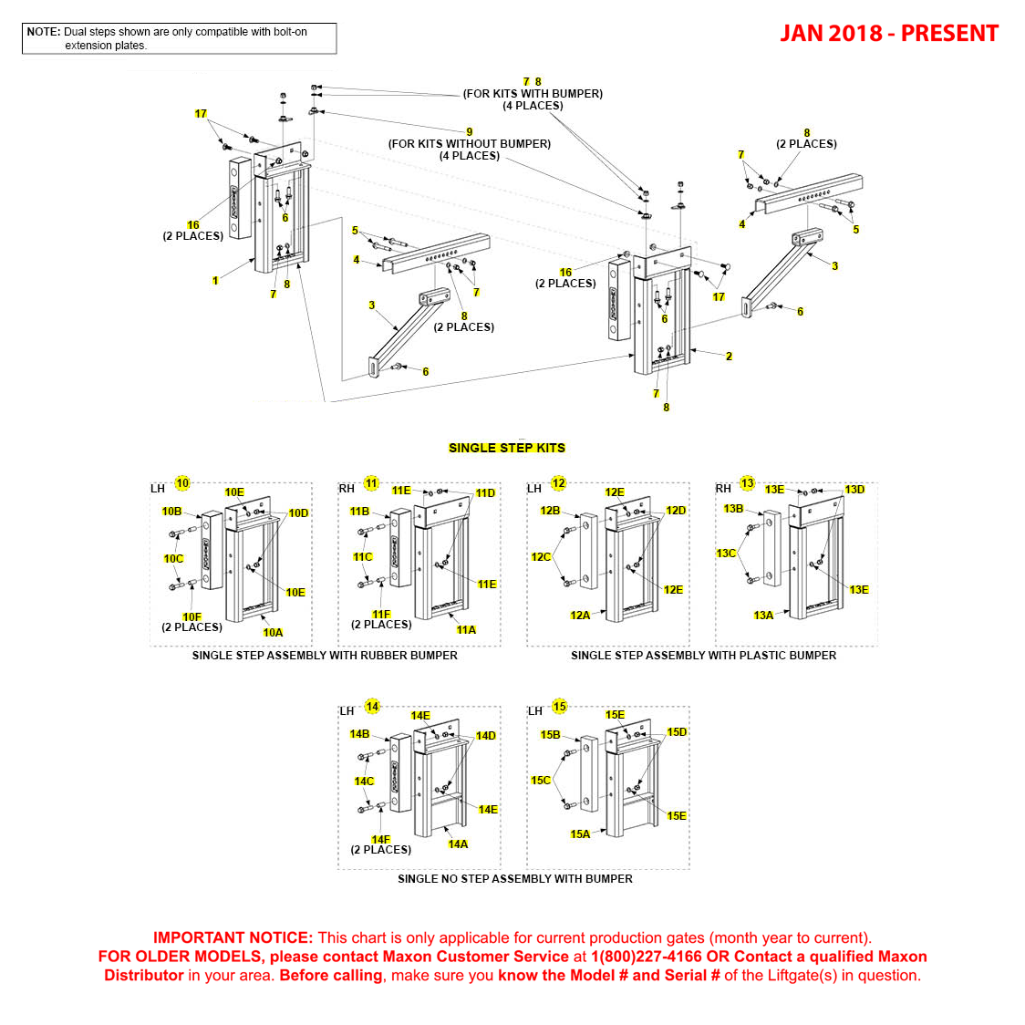 Maxon TE-25DC (Jan 2018 - Present) Single Step Kits Diagram