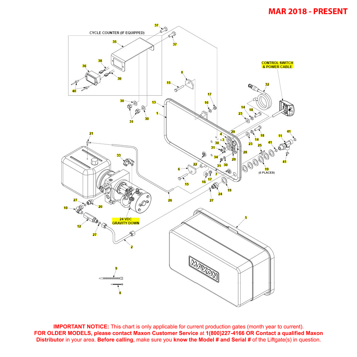 Maxon TE-25DC (Mar 2018 - Present) Gravity Down 24VDC Electrical Systems Diagram
