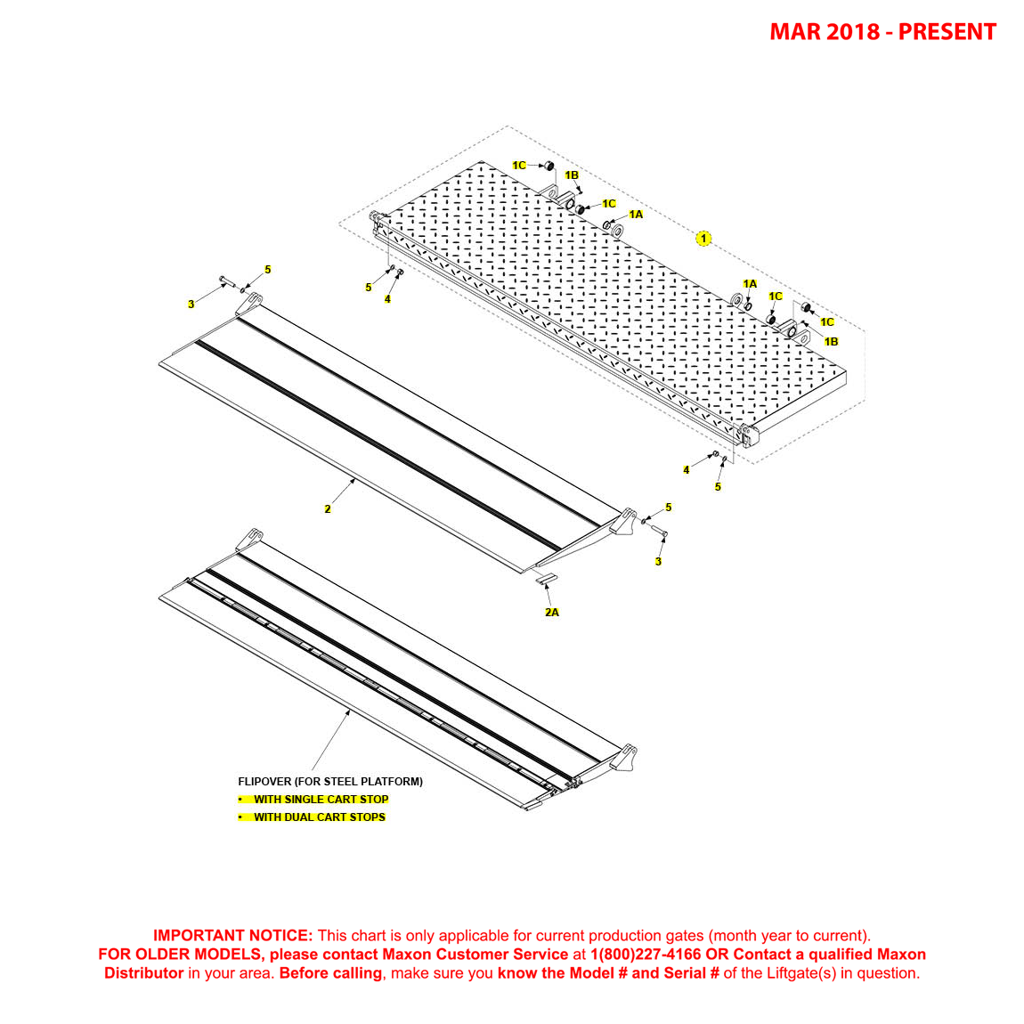 Maxon TE-25DC (Mar 2018 - Present) Steel Platform With Aluminum Flipover Assembly And Walk Ramp Diagram