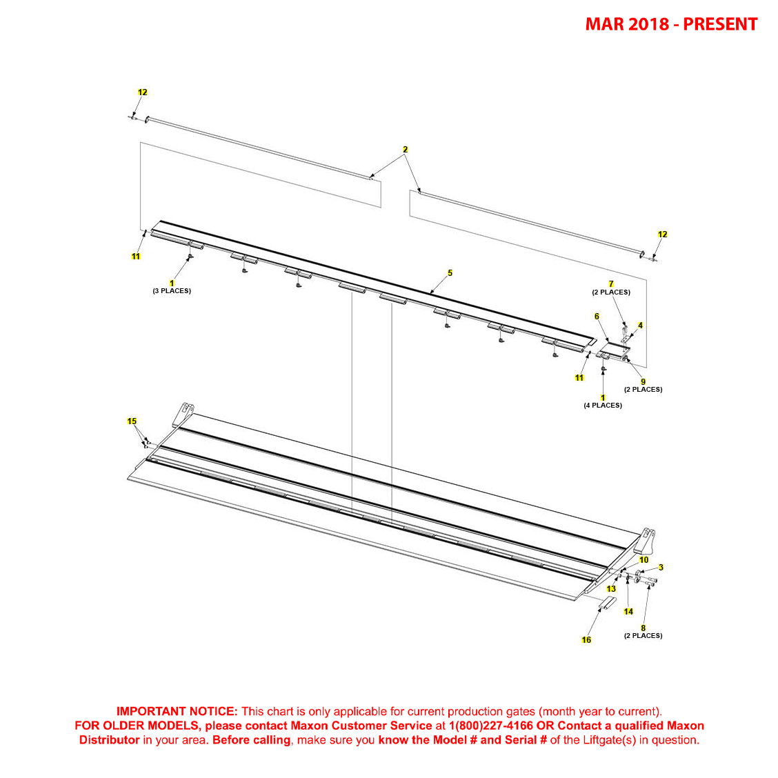 Maxon TE-25DC (Mar 2018 - Present) Steel Platform Flipover Assembly With Single Cart Stop Diagram