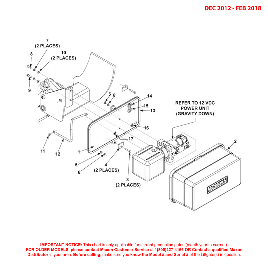 Maxon TE-33 (Dec 2012 - Feb 2018) Gravity Down Pump Assembly Diagram