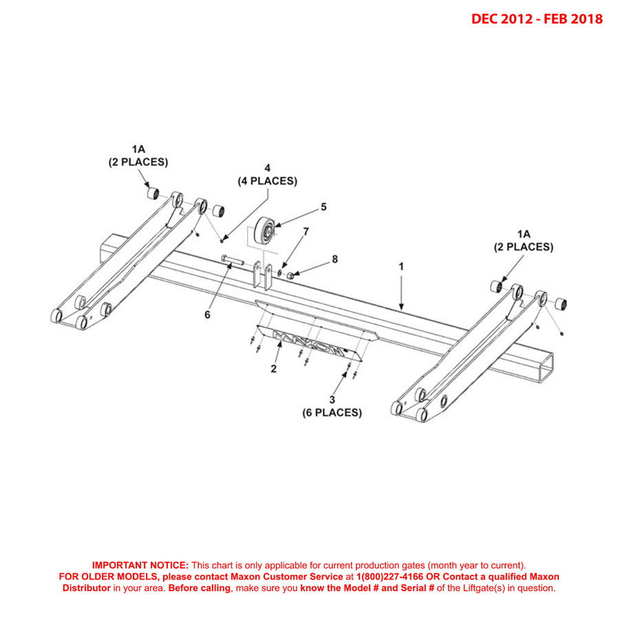Maxon TE-33 (Dec 2012 - Feb 2018) Lift Frame Assembly Diagram