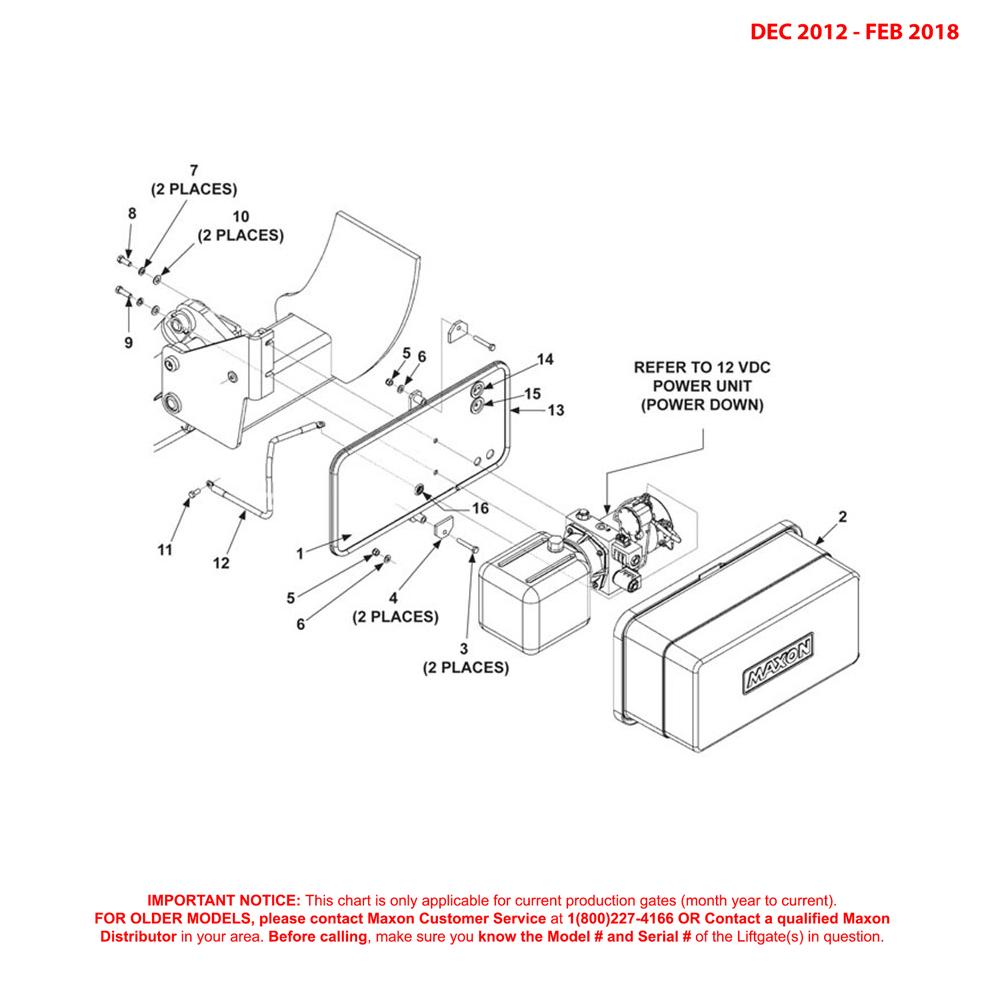 Maxon TE-33 (Dec 2012 - Feb 2018) Power Down Pump Assembly Diagram