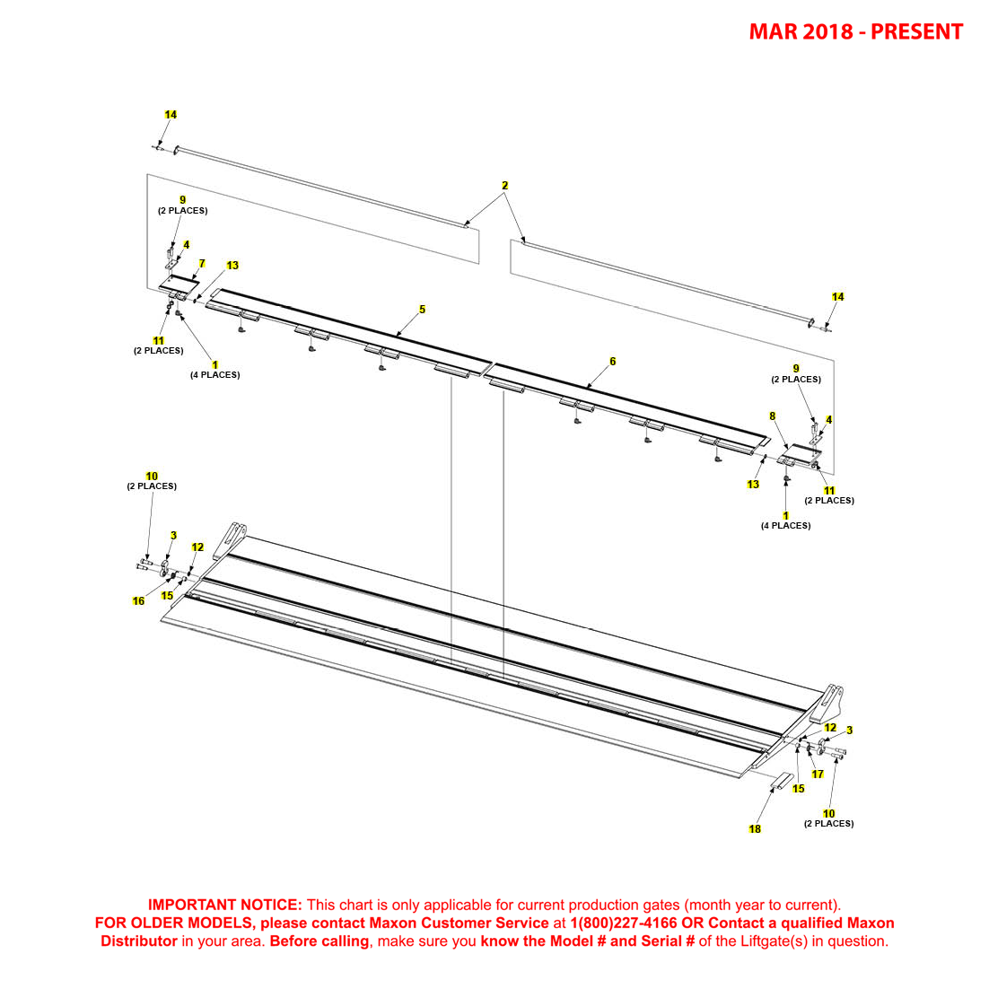 Maxon TE-33 (Mar 2018 - Present) Flipover With Dual Cart Stops For Aluminum Platform Diagram