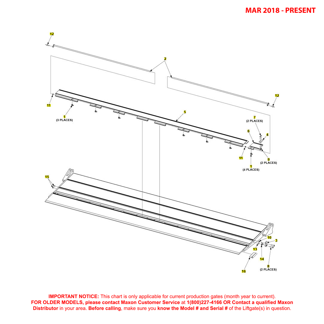 Maxon TE-33 (Mar 2018 - Present) Flipover With Single Cart Stop For Aluminum Platform Diagram