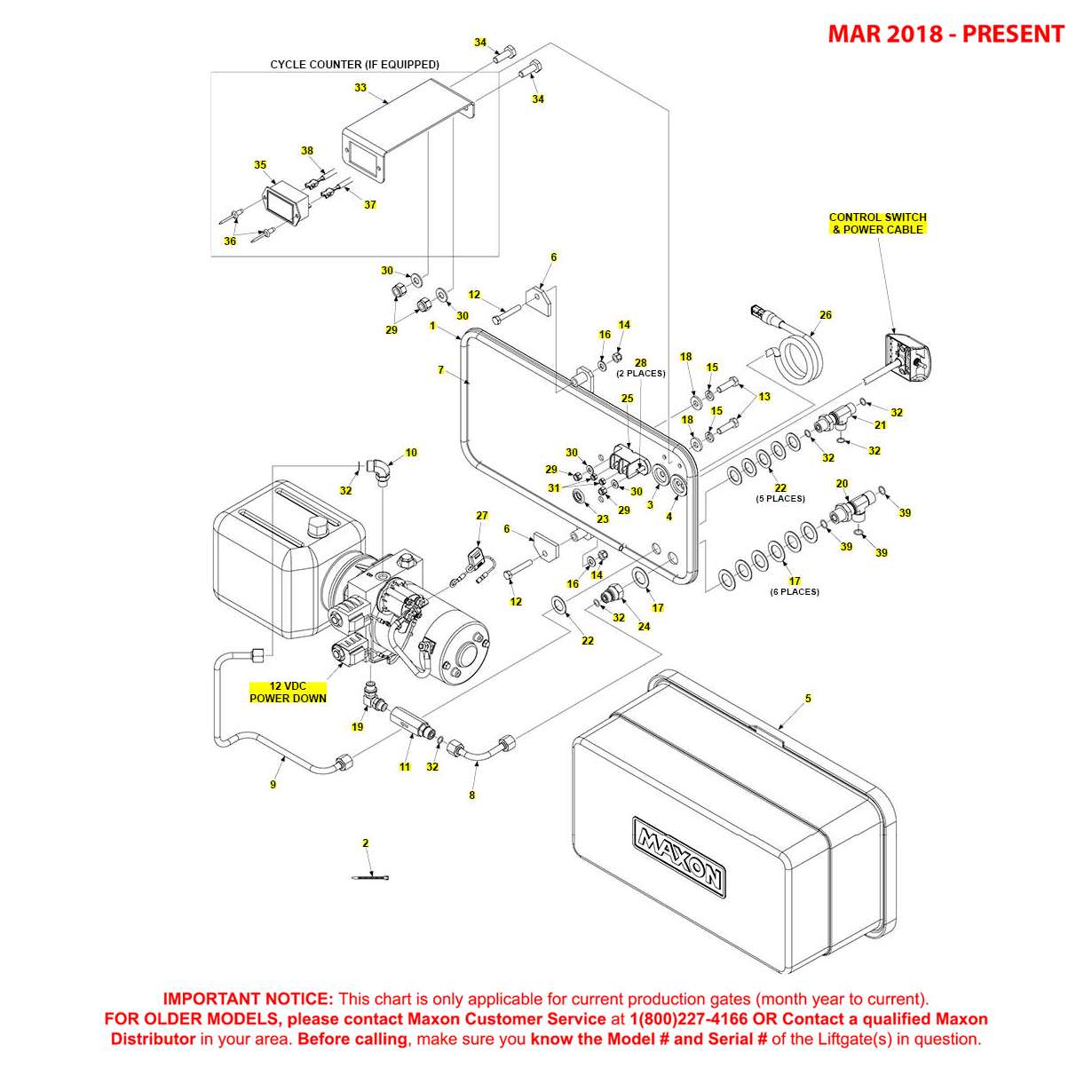Maxon TE-33 (Mar 2018 - Present) Power Down Electrical Systems Diagram
