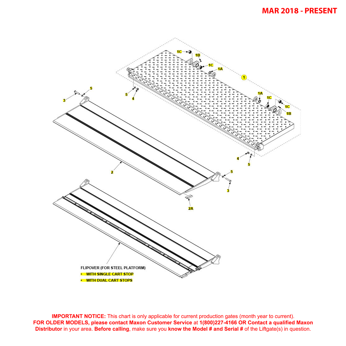 Maxon TE-33 (Mar 2018 - Present) Steel Platform And Aluminum Flipover Assembly Diagram