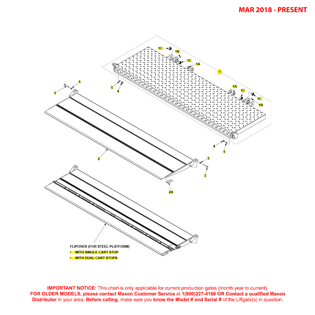 Maxon TE-33 (Mar 2018 - Present) Steel Platform And Aluminum Flipover Walk Ramp Assembly Diagram