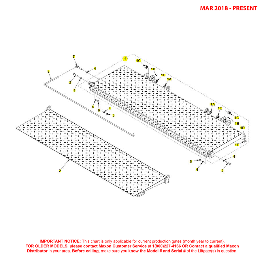 Maxon TE-33 (Mar 2018 - Present) Steel Platform And Flipover Assembly