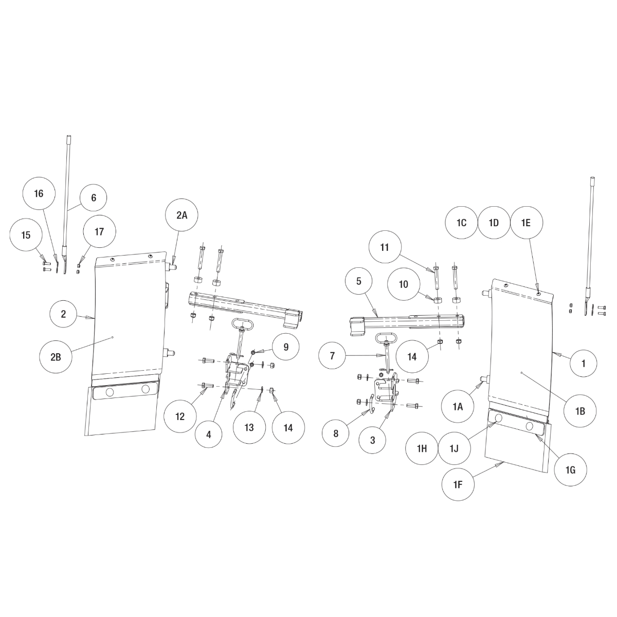 Buyers SnowDogg Discontinued Model VXF85 Wing Kit Diagram