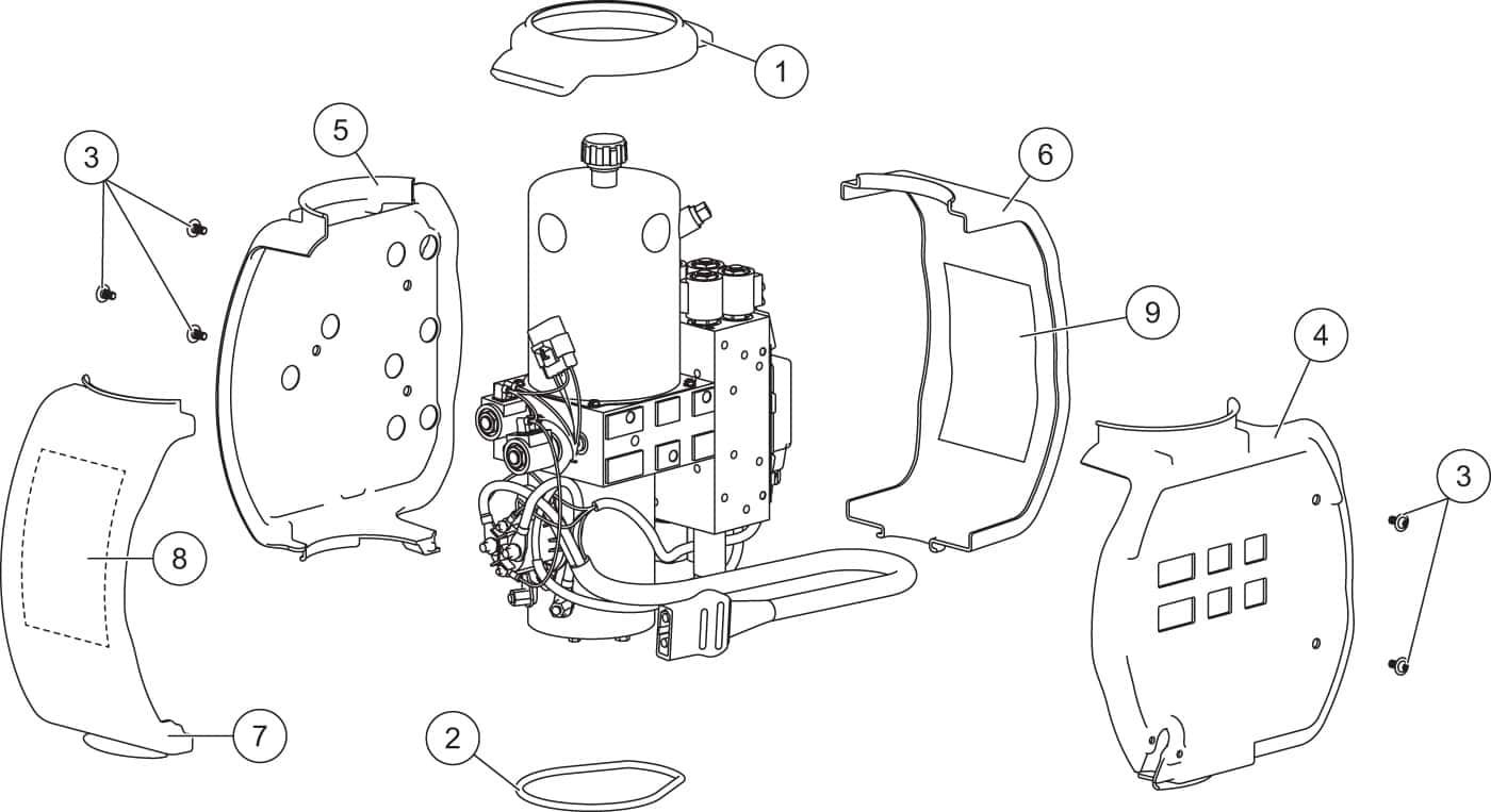 XLS Hydraulic Unit Cover Assembly Diagram