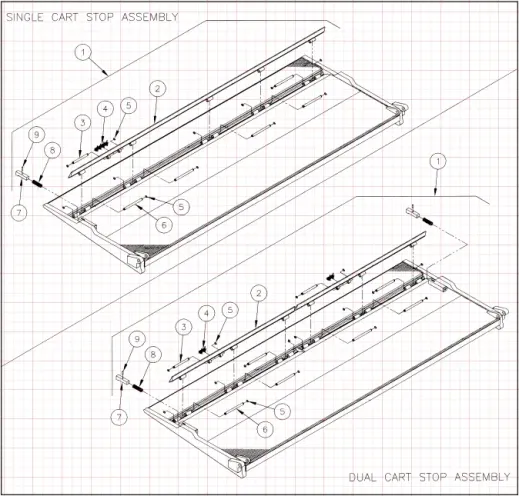 LRST40 Optional Cart Stop Assembly Diagram
