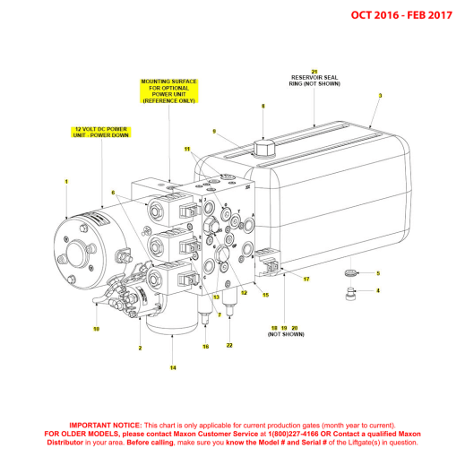 Maxon BMR (Oct 2016 - Feb 2017) 12VDC Power Down MTE Hydraulics Power Unit Diagram