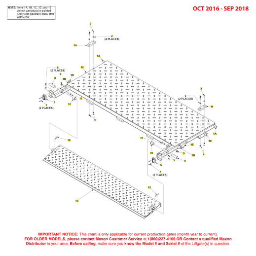 Maxon BMR (Oct 2016 - Sep 2018) Steel Flipover With Auto Cart Stop Diagram
