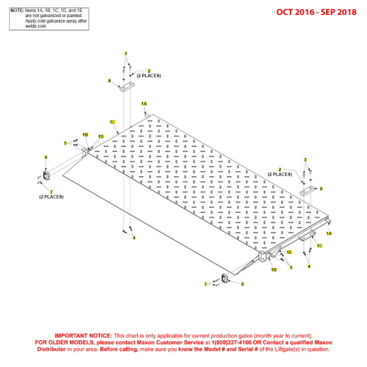 Maxon BMR (Oct 2016 - Sep 2018) Steel Flipover With Fixed Ramp Diagram