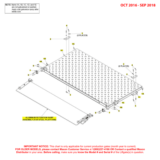 Maxon BMR (Oct 2016 - Sep 2018) Steel Flipover With Retention Ramp Diagram