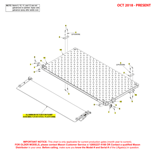 Maxon BMR (Oct 2018 - Present) Steel Flipover With Retention Ramp Diagram