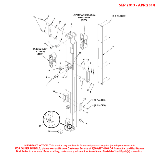 Maxon BMRA (Sep 2013 - Apr 2014) Right Hand Runner Assembly Diagram