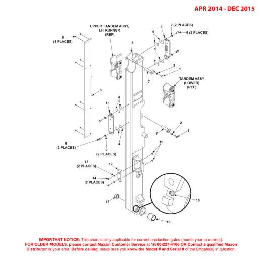 Maxon BMR-A-CS (Apr 2014 - Dec 2015) Left Hand Runner Assembly Diagram