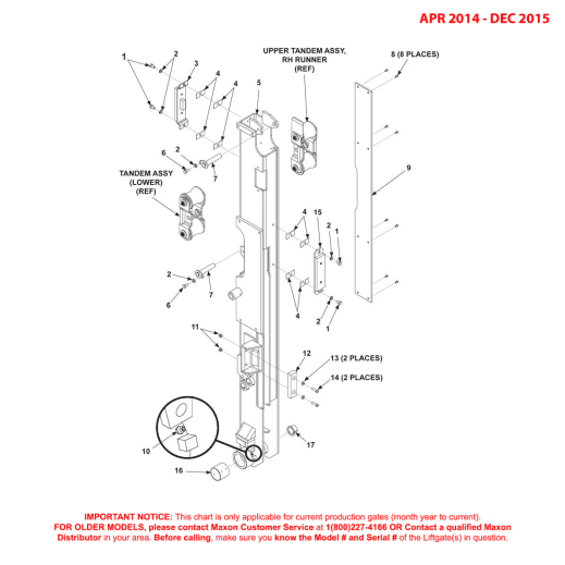 Maxon BMR-A-CS (Apr 2014 - Dec 2015) Right Hand Runner Assembly Diagram