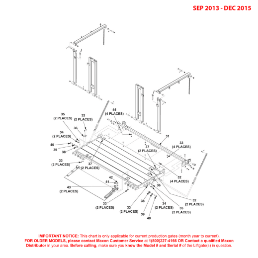 Maxon BMR-A-CS (Sep 2013 - Dec 2015) Aluminum Platform Assembly Diagram (3 OF 3)