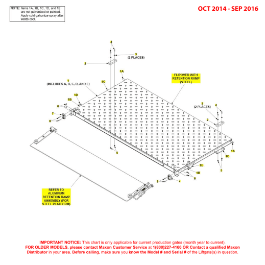 Maxon BMR-CS (Oct 2014 - Sep 2016) Steel Flipover With Retention Ramp Diagram