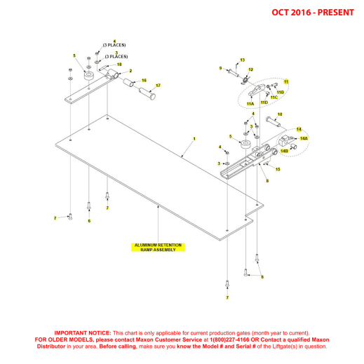 Maxon BMR-CS (Oct 2016 - Present) Aluminum Retention Ramp Assembly Diagram
