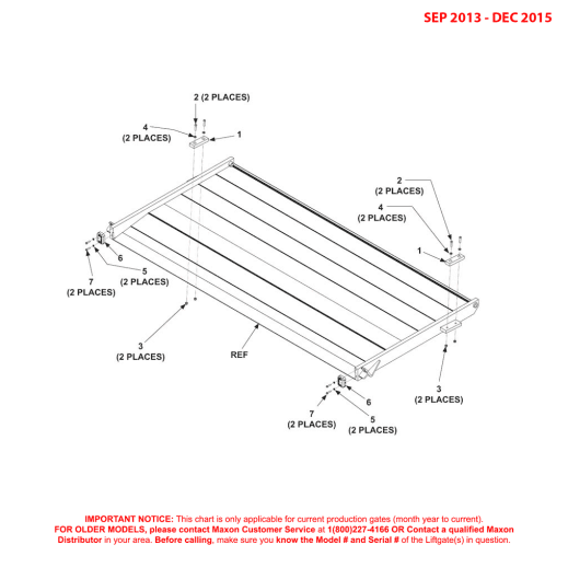 Maxon BMRSD (Sep 2013 - Dec 2015) Aluminum Flipover Assembly With Fixed Ramp Diagram