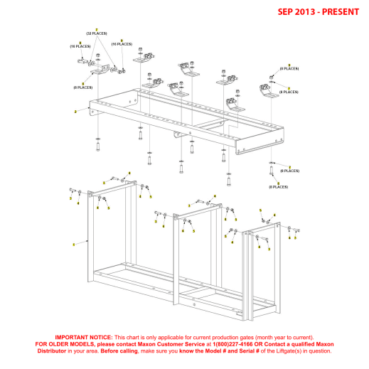 Maxon BRMSD (Sep 2013 - Present) Dual Frame Assembly For Pump Box And 2 Battery Box Diagram