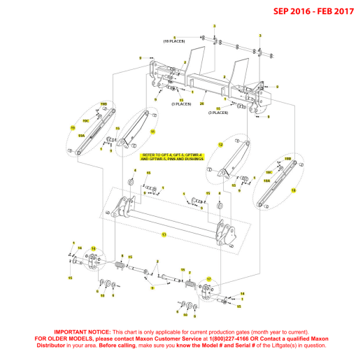 Maxon GPT-4/5 And GPTWR-4/5 (Sep 2016 - Feb 2017) Main Assembly Diagram