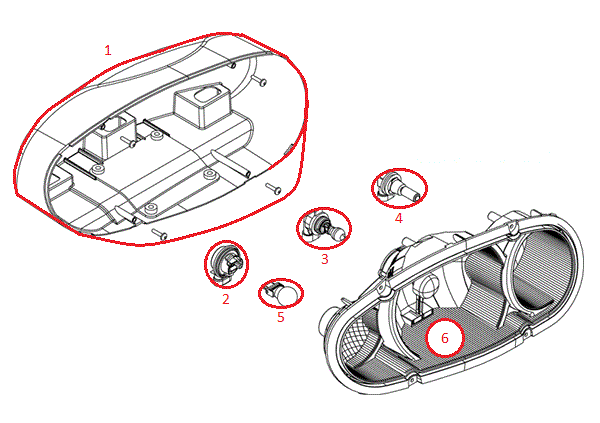 HTX Straight Blade RT3 Headlight (Passenger) Diagram