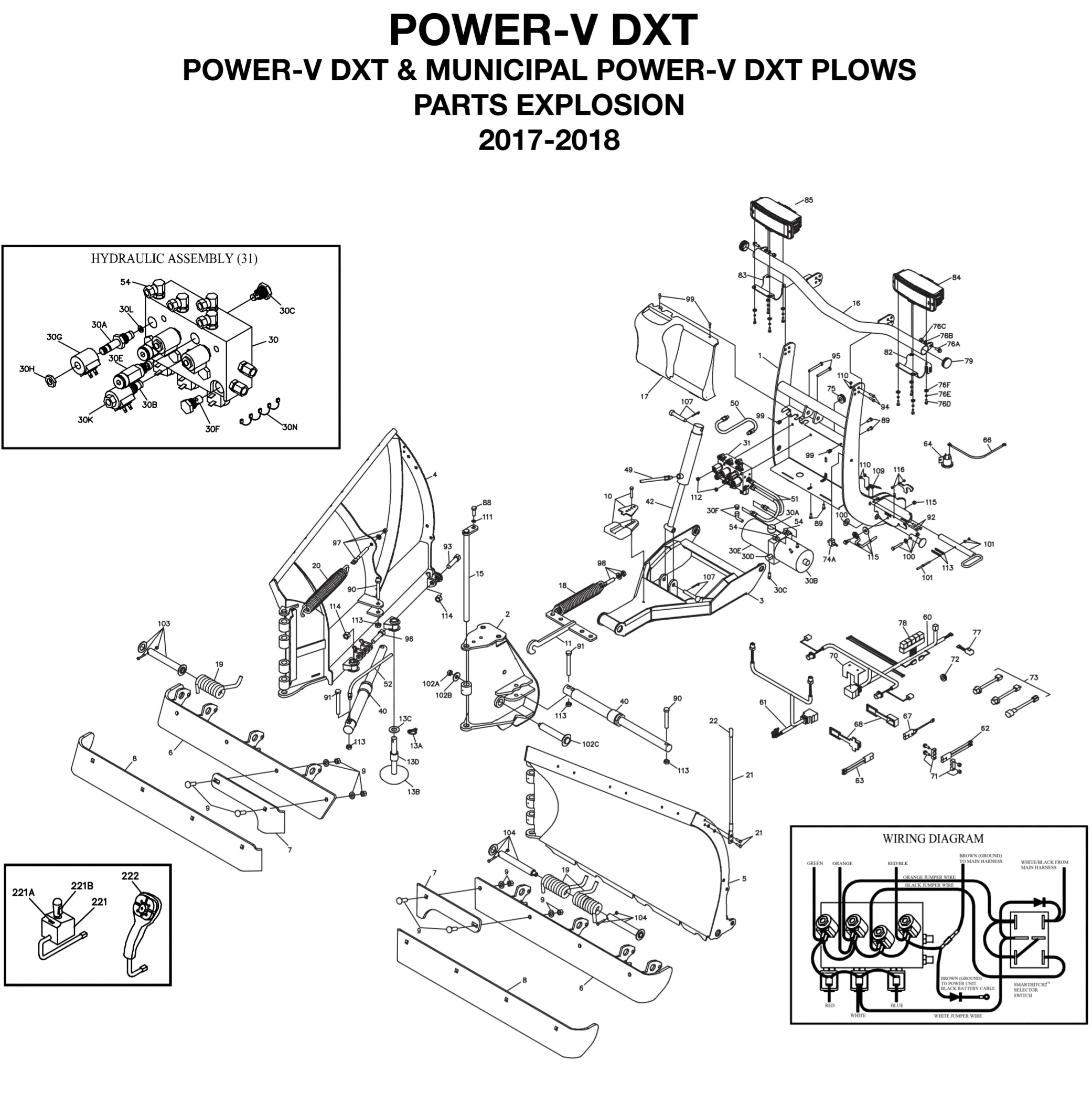 Diagram 2 - BOSS Power-V DXT Hydraulic Parts (30-54)