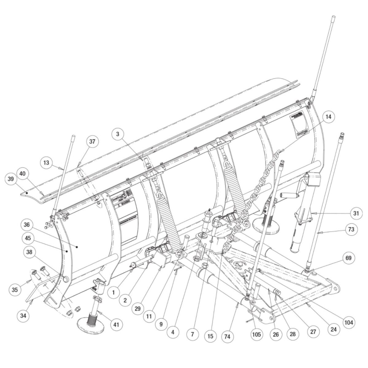 Buyers SnowDogg Discontinued Model MD68 Moldboard Diagram