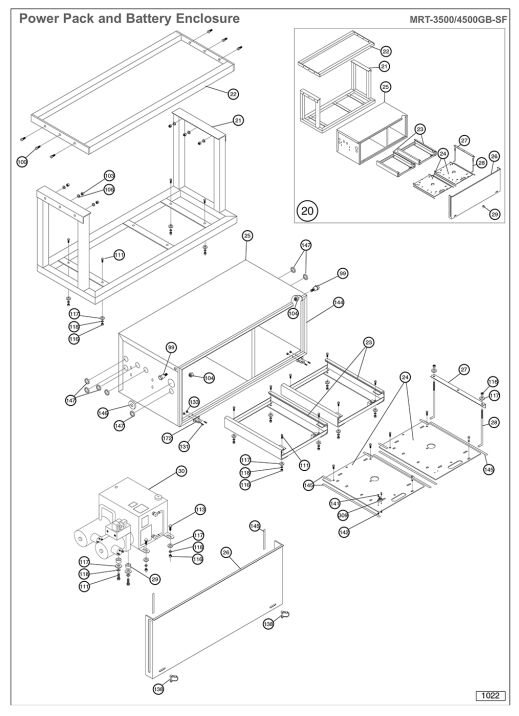 Anthony MT-3500/4500GB-SF Power Pack And Battery Enclosure Diagram