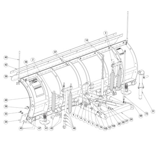 Buyers SnowDogg Discontinued Model TE75 Moldboard Diagram