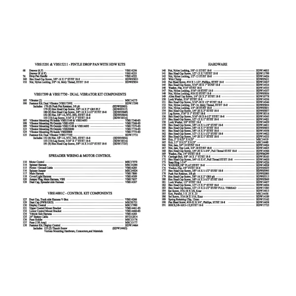 BOSS VBX6500 VBX8000 And VBX9000 Parts Poster - Image 3