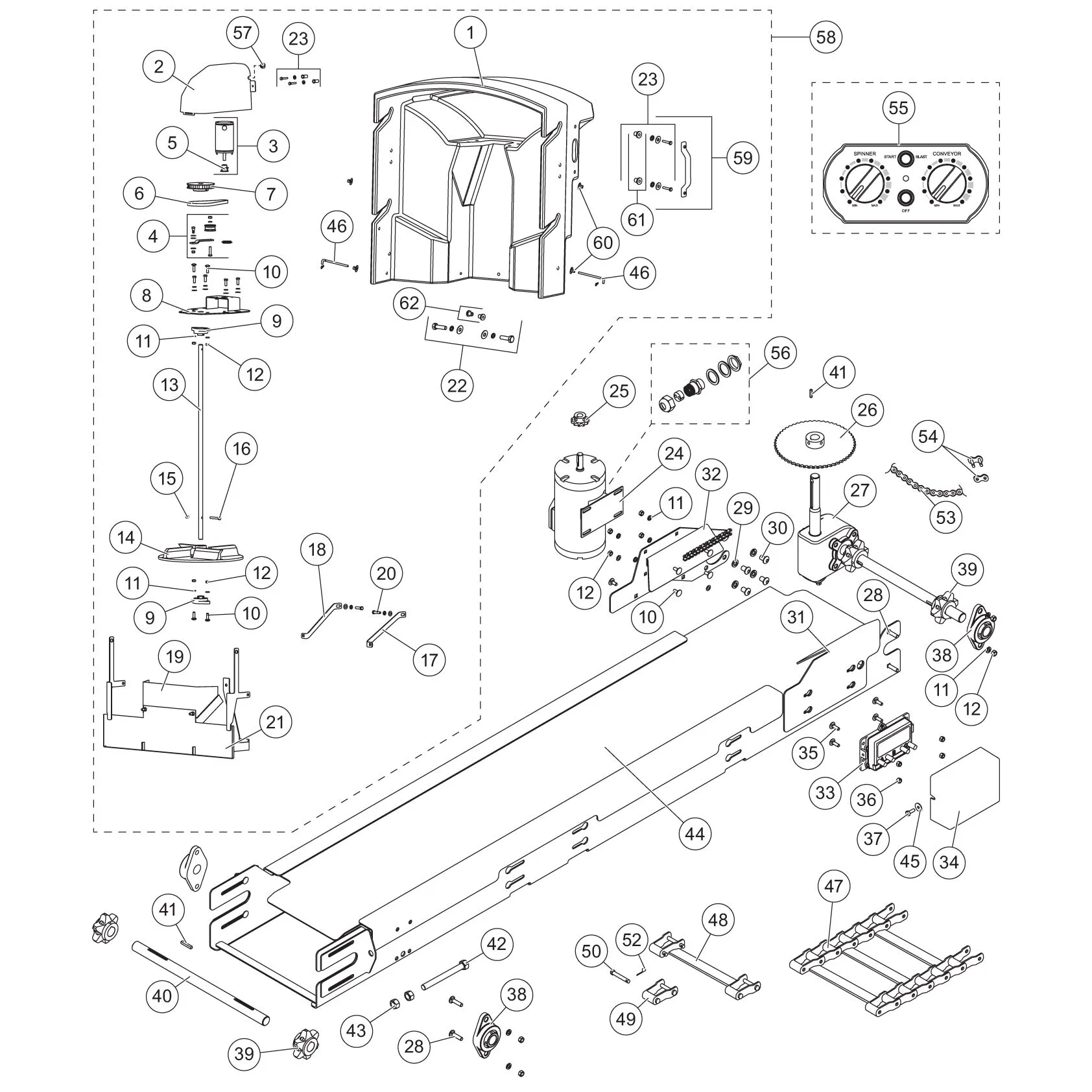 Fisher Poly-Caster (Without Fleet Flex) Drive Components Diagram