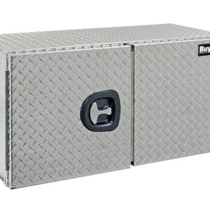 24x24x60 Inch Diamond Tread Aluminum Underbody Truck Box - Double Barn Door 3-Point Compression Latch