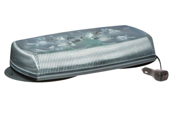 ECCO 5585CAB-VM - LED Minibar: Reflex  15"  12-24VDC  18 flash patterns  vacuum-magnet mount  clear dome  amber/blue illumination